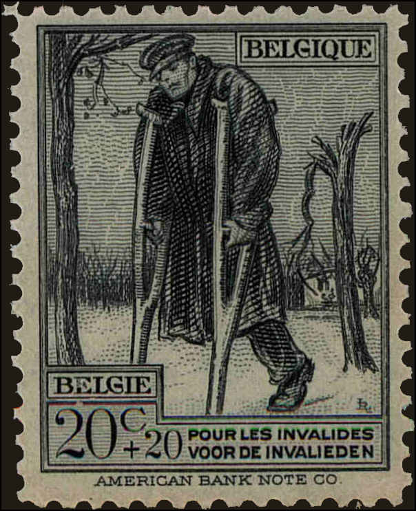 Front view of Belgium B52 collectors stamp