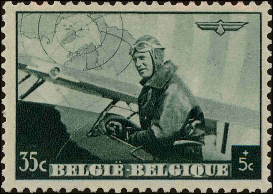 Front view of Belgium B210 collectors stamp