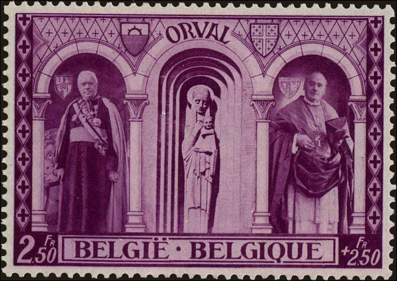 Front view of Belgium B254 collectors stamp