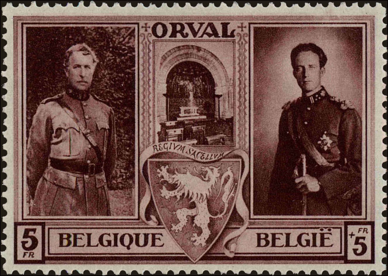 Front view of Belgium B255 collectors stamp