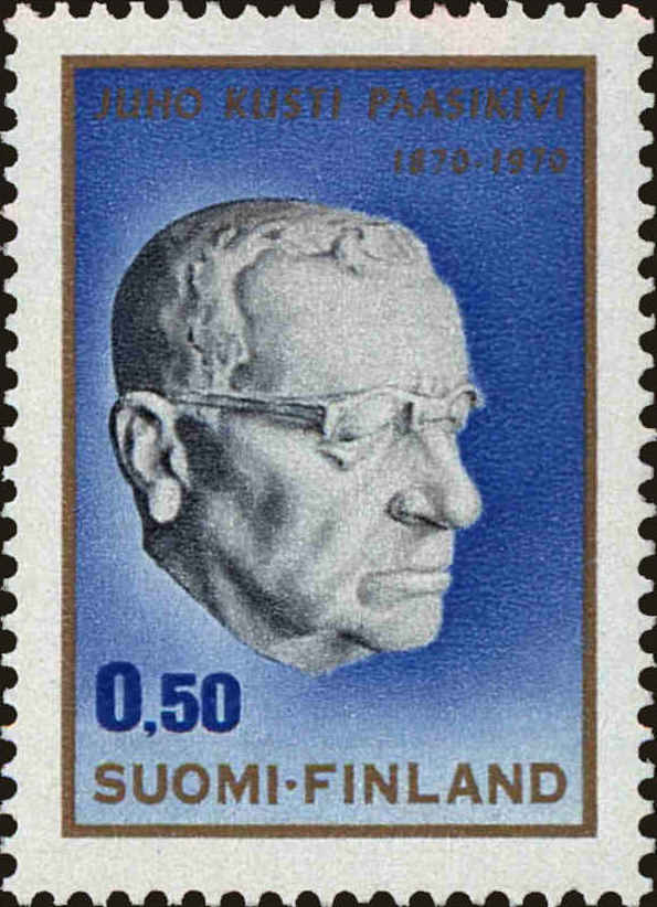Front view of Finland 500 collectors stamp