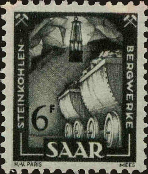 Front view of Saar 209 collectors stamp