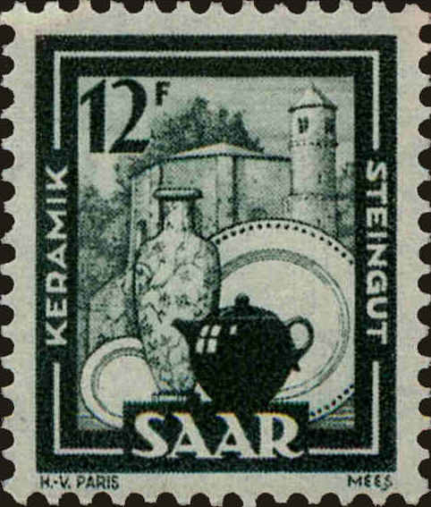 Front view of Saar 212 collectors stamp