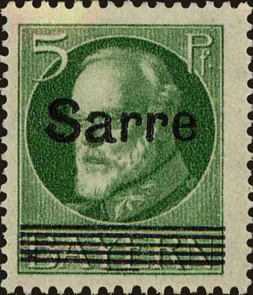 Front view of Saar 21 collectors stamp