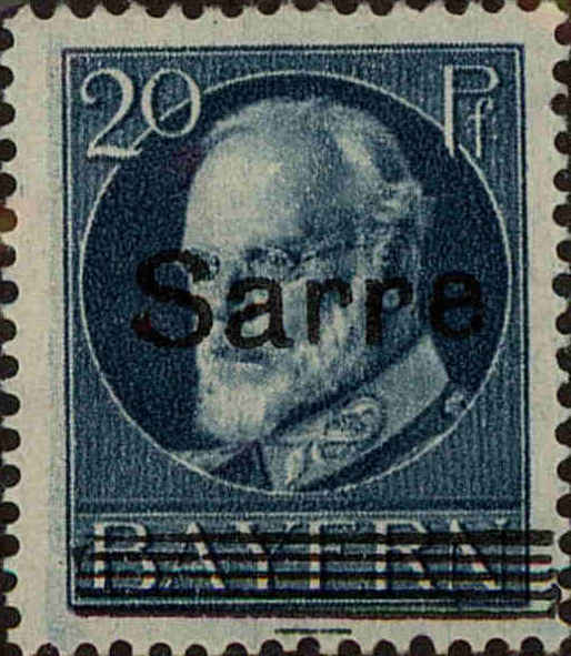 Front view of Saar 26 collectors stamp