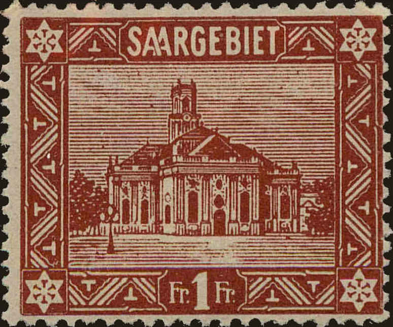Front view of Saar 113 collectors stamp