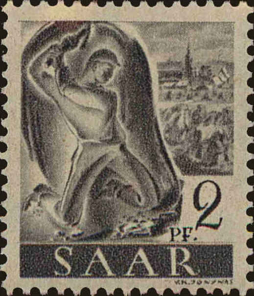 Front view of Saar 155 collectors stamp