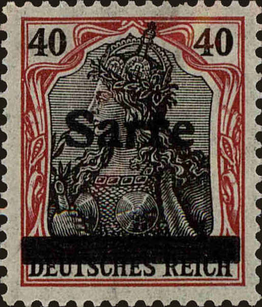 Front view of Saar 12d collectors stamp