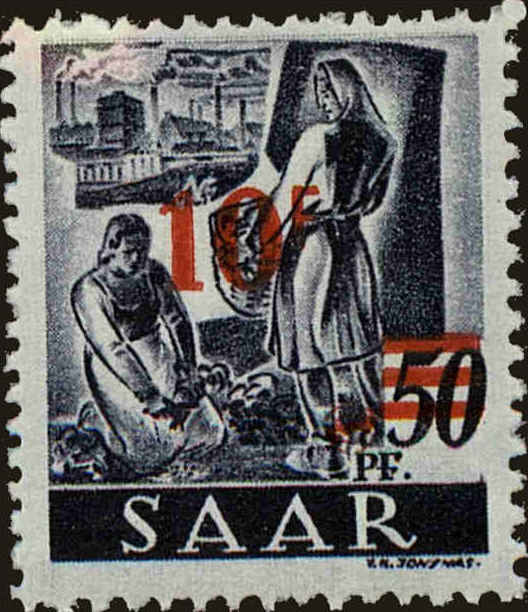 Front view of Saar 184 collectors stamp