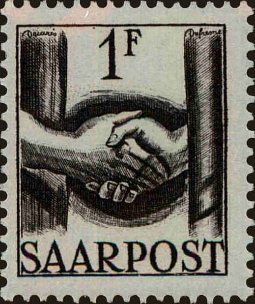 Front view of Saar 190 collectors stamp