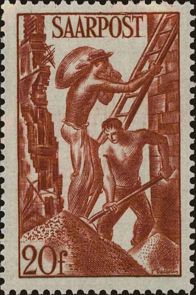 Front view of Saar 199 collectors stamp