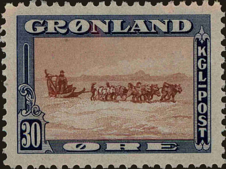 Front view of Greenland 15 collectors stamp