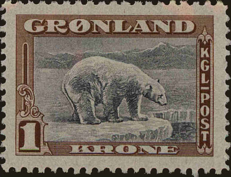 Front view of Greenland 16 collectors stamp