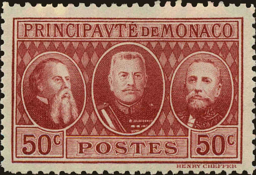 Front view of Monaco 100 collectors stamp