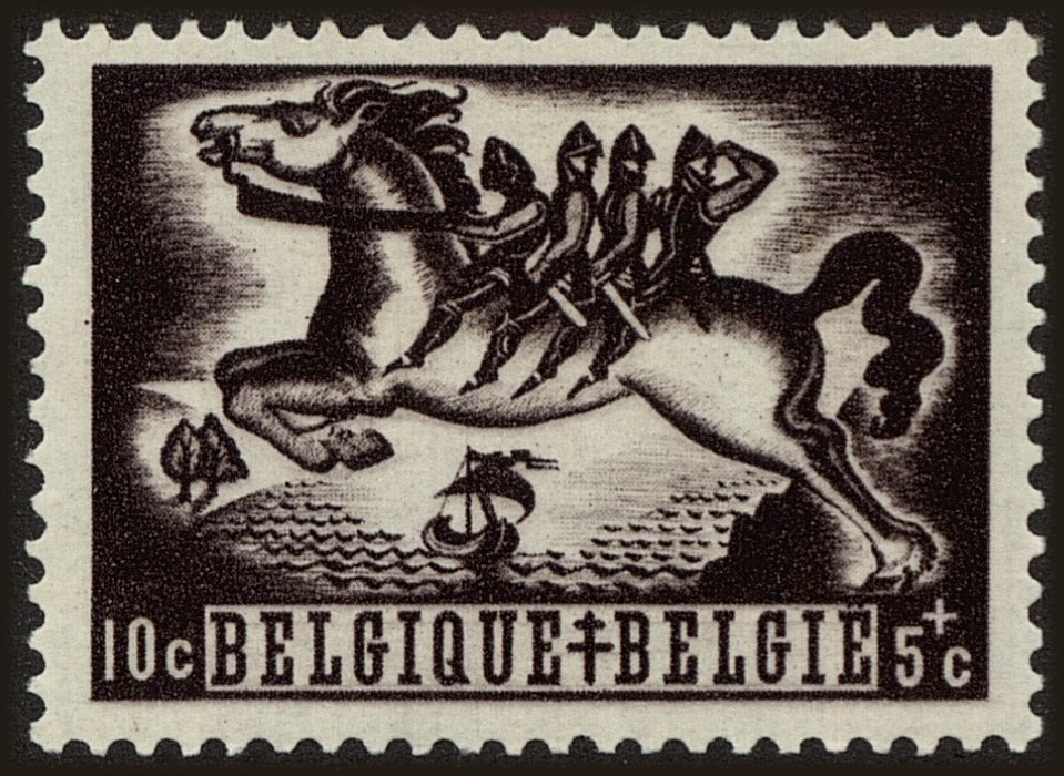 Front view of Belgium B385 collectors stamp