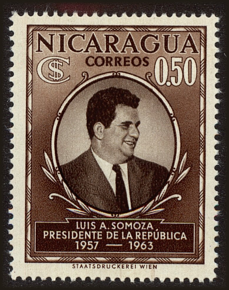 Front view of Nicaragua 786 collectors stamp