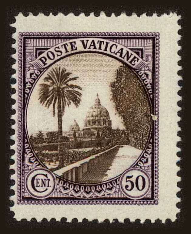 Front view of Vatican City 25 collectors stamp