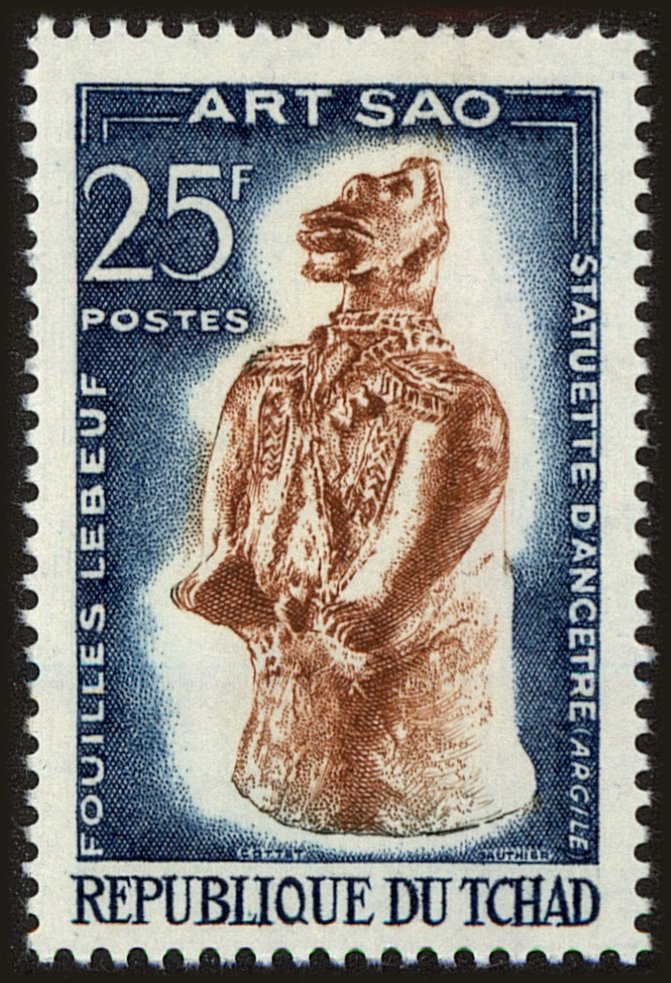 Front view of Chad 92 collectors stamp