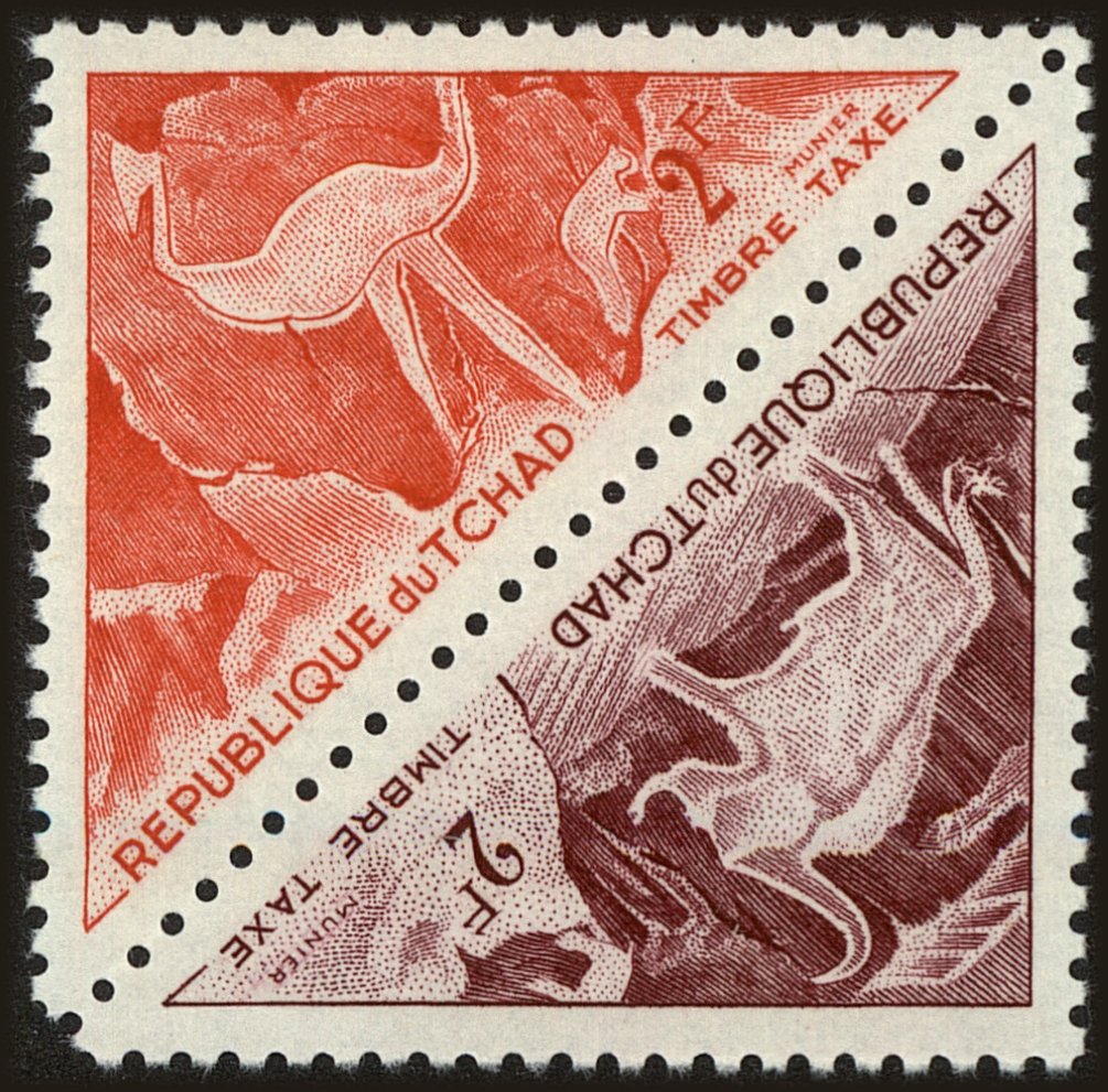 Front view of Chad J28a collectors stamp