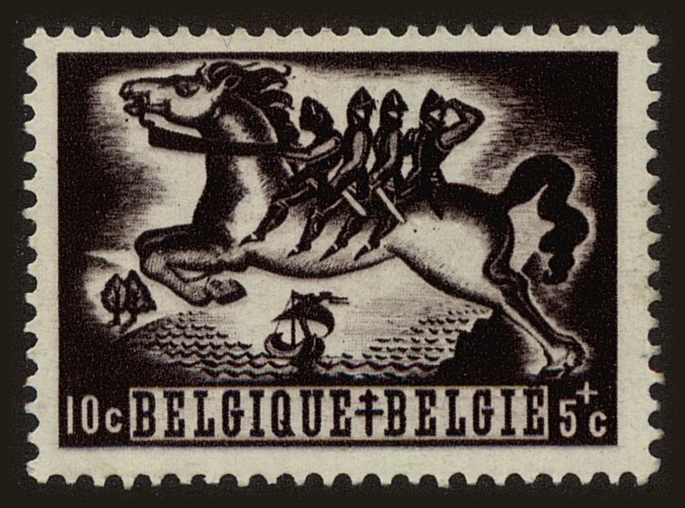 Front view of Belgium B385 collectors stamp