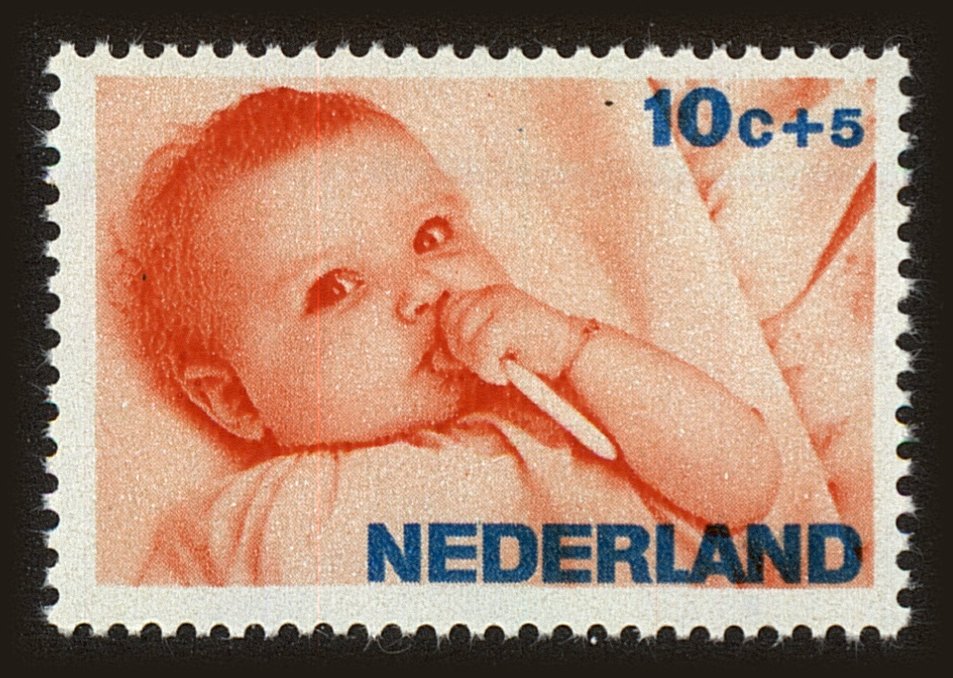Front view of Netherlands B414 collectors stamp