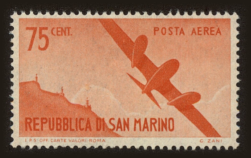 Front view of San Marino C42 collectors stamp