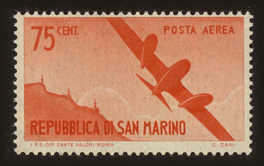 Front view of San Marino C42 collectors stamp