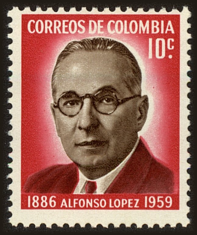 Front view of Colombia 727 collectors stamp