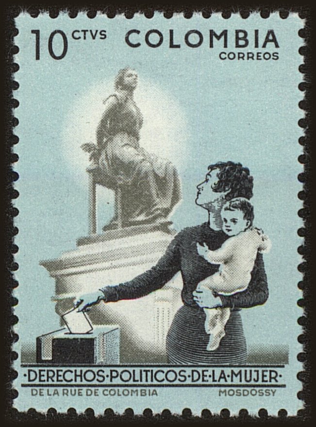 Front view of Colombia 745 collectors stamp