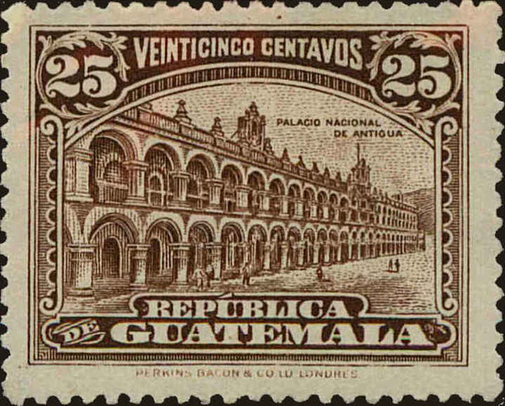 Front view of Guatemala 221 collectors stamp