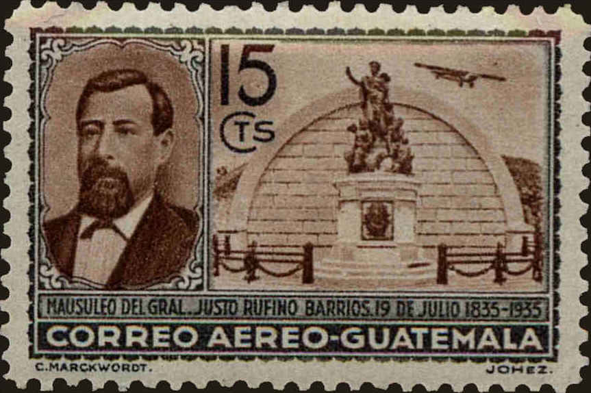 Front view of Guatemala C30 collectors stamp