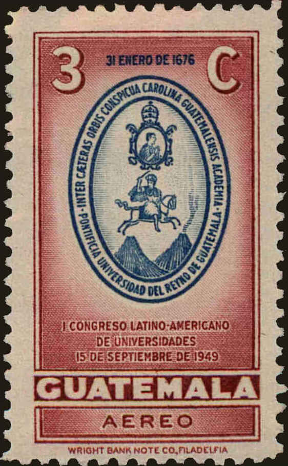 Front view of Guatemala C163 collectors stamp