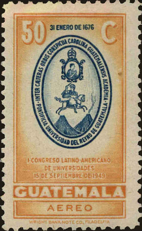 Front view of Guatemala C165 collectors stamp