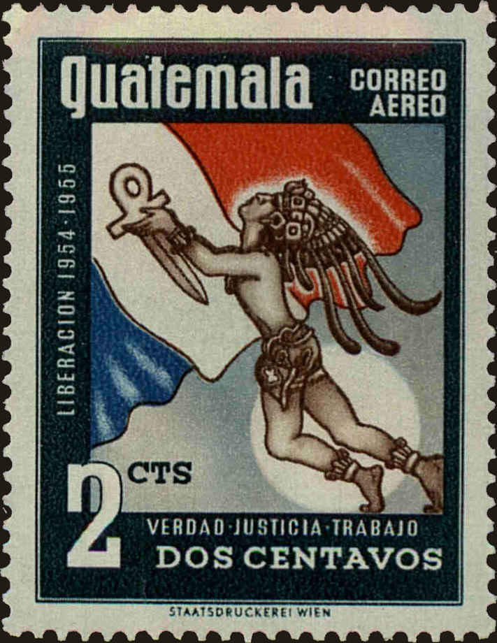 Front view of Guatemala C210 collectors stamp