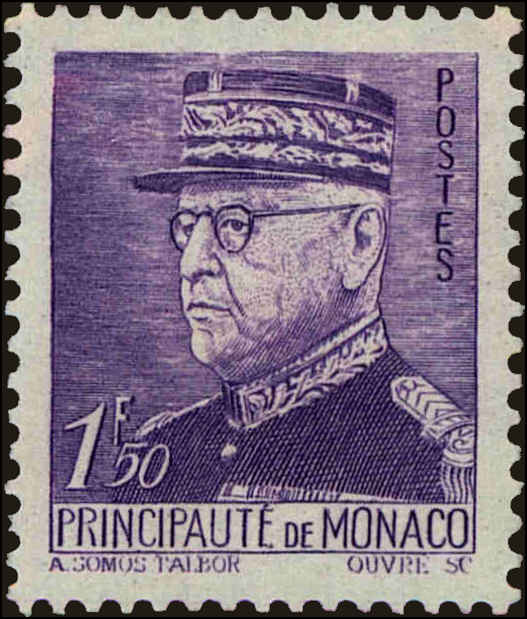 Front view of Monaco 186 collectors stamp