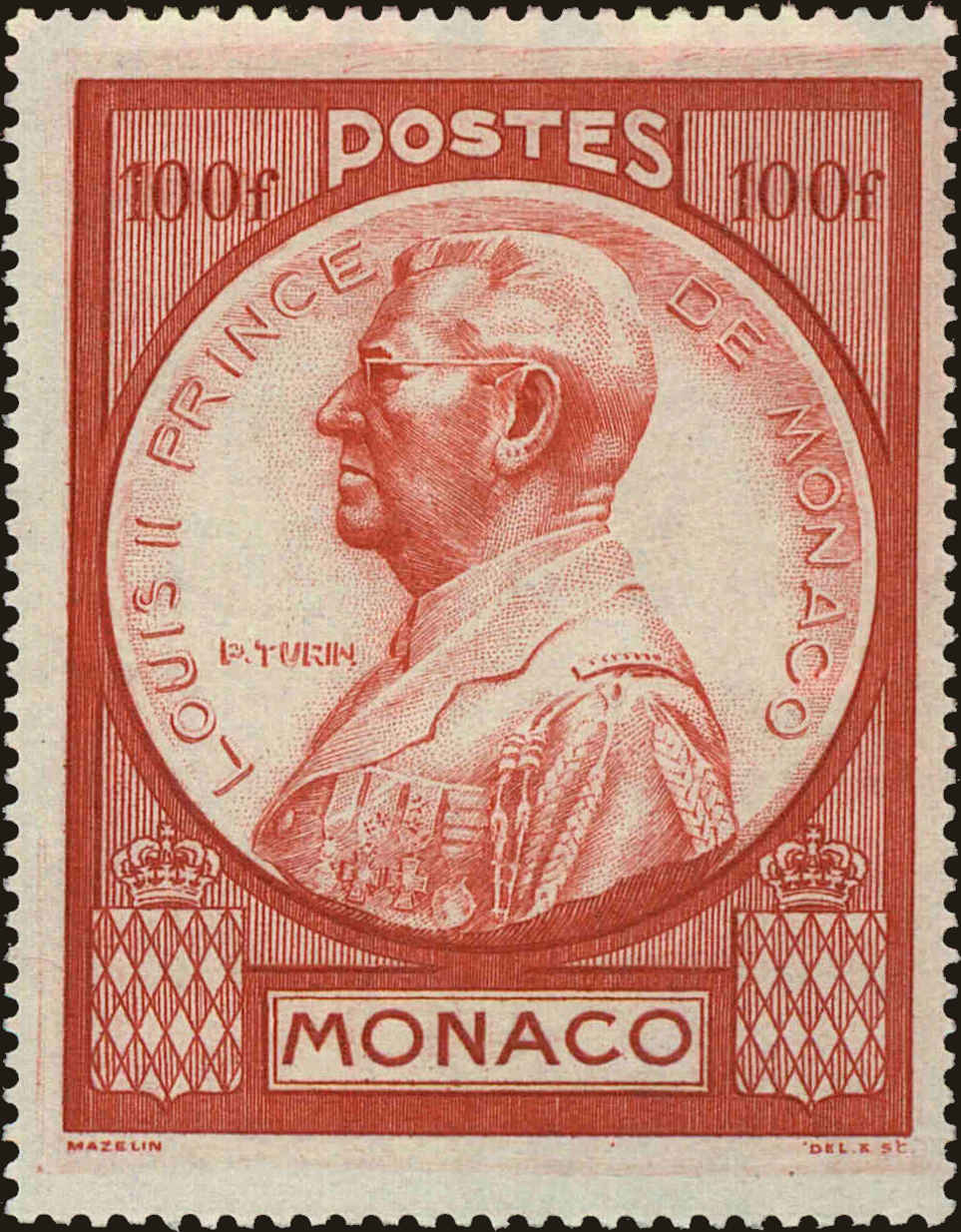 Front view of Monaco 197 collectors stamp