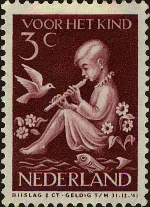 Front view of Netherlands B109 collectors stamp