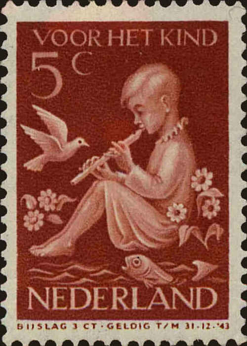 Front view of Netherlands B111 collectors stamp