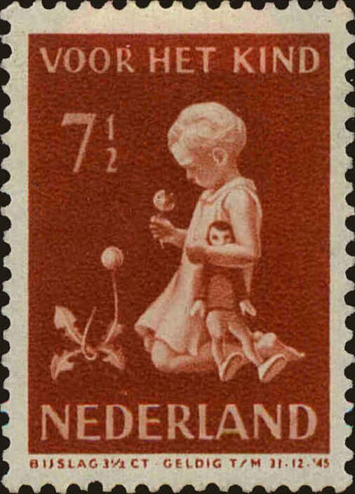 Front view of Netherlands B133 collectors stamp
