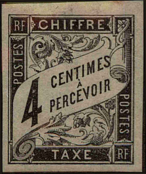Front view of French Colonies General Issue J4 collectors stamp