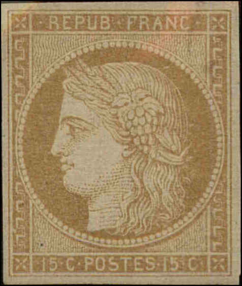 Front view of French Colonies General Issue 10 collectors stamp
