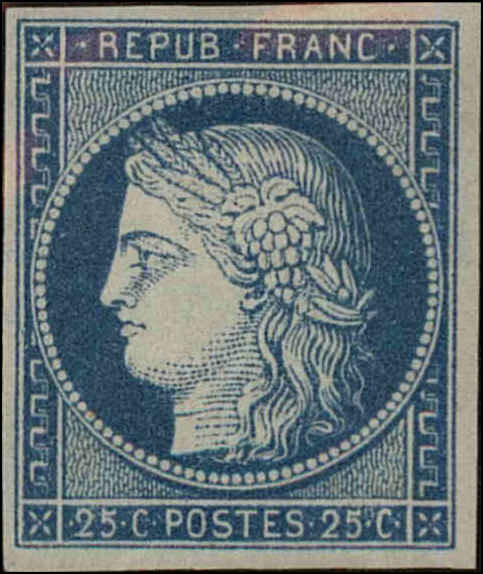 Front view of French Colonies General Issue 12 collectors stamp