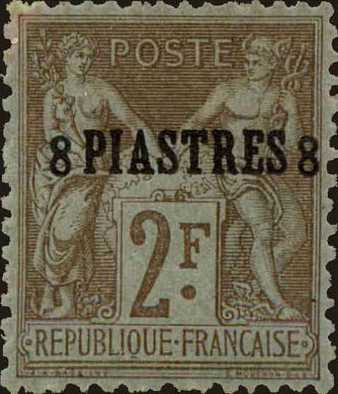 Front view of French Offices in Levant 6 collectors stamp