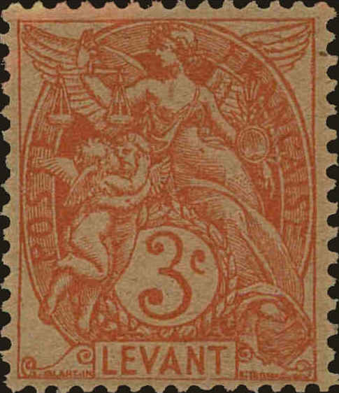 Front view of French Offices in Levant 23a collectors stamp