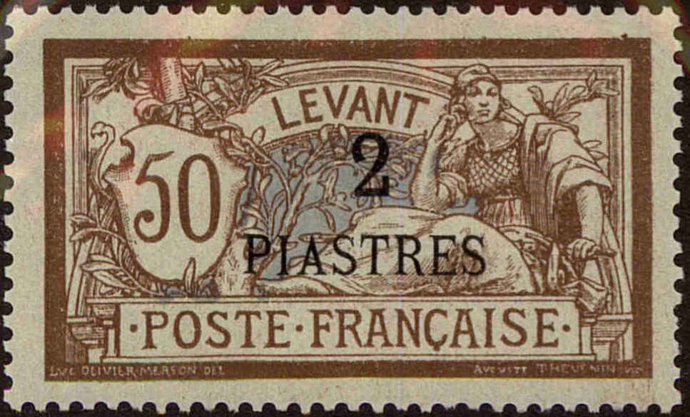 Front view of French Offices in Levant 35 collectors stamp