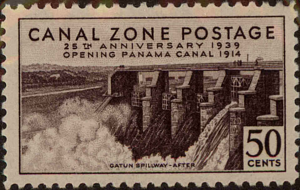 Front view of Canal Zone 135 collectors stamp