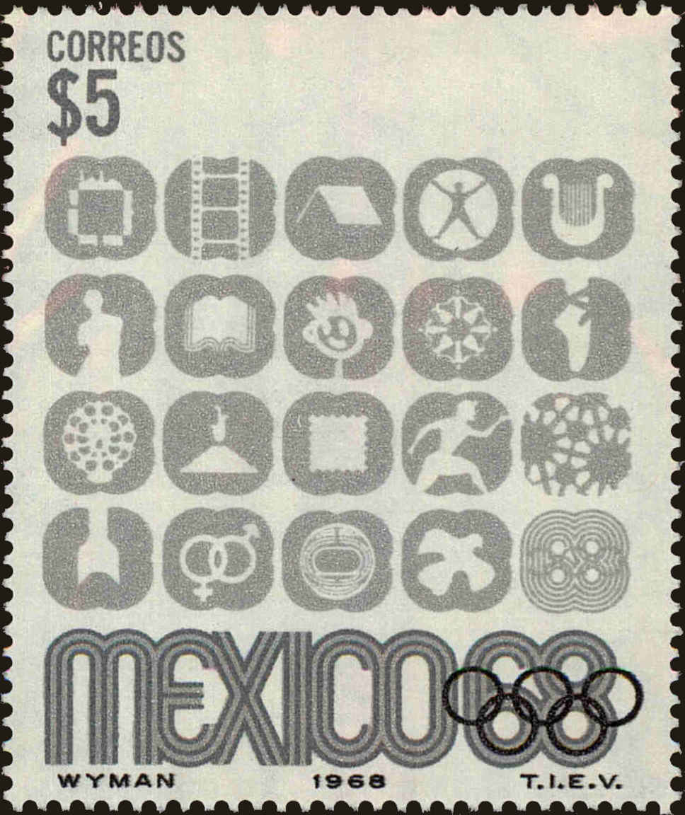 Front view of Mexico 1000 collectors stamp