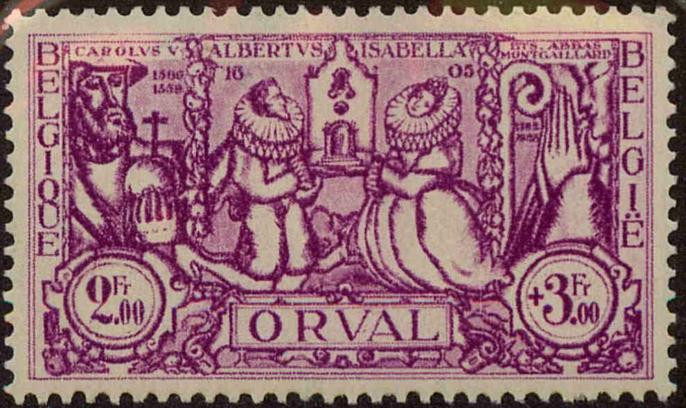 Front view of Belgium B140 collectors stamp