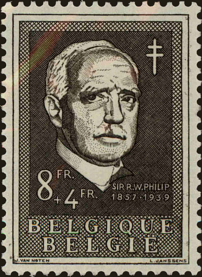 Front view of Belgium B585 collectors stamp