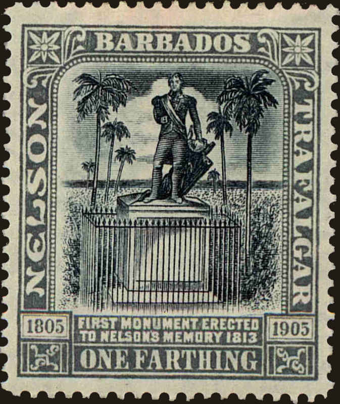 Front view of Barbados 102 collectors stamp